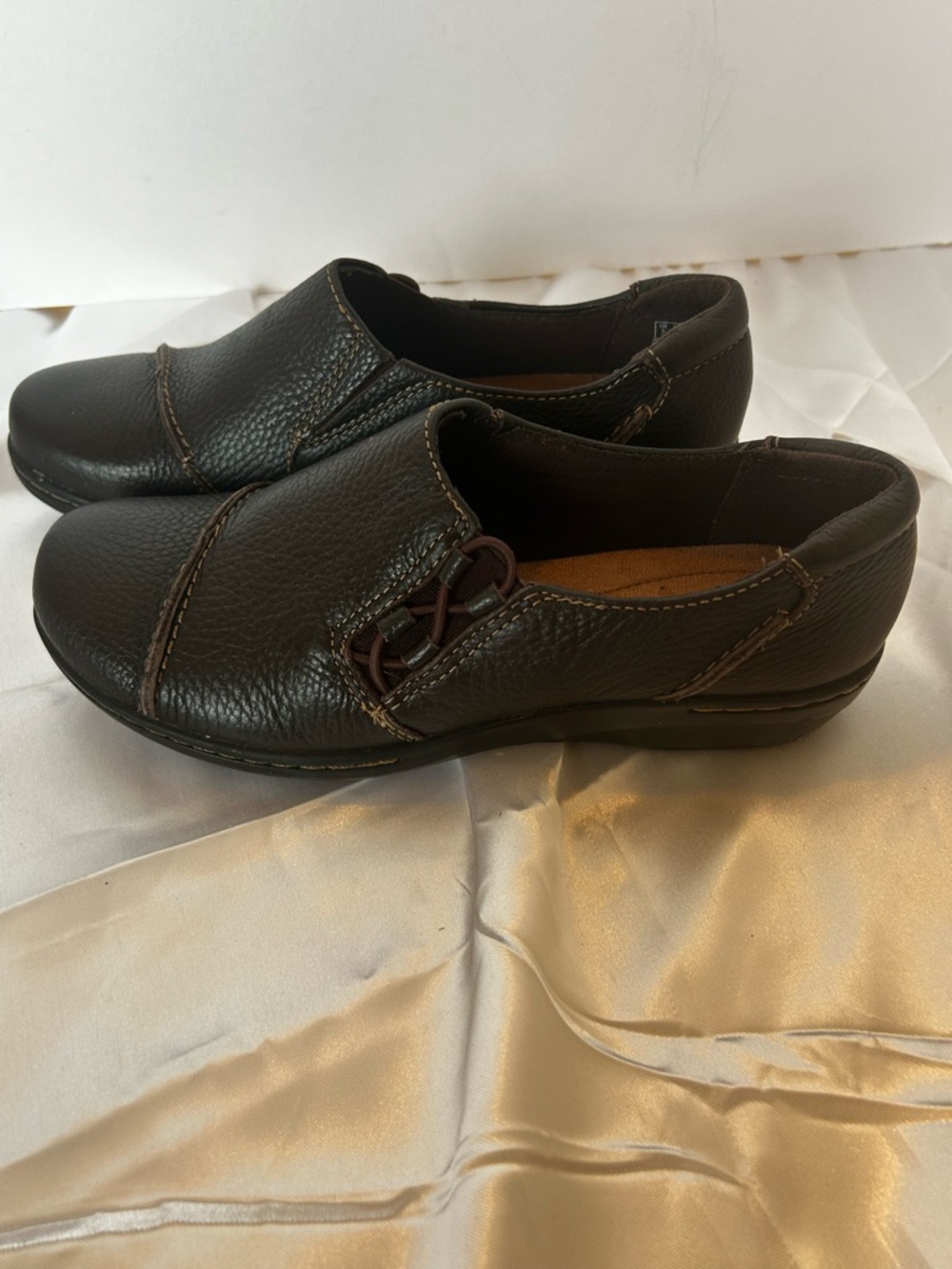 Clarks Collection Evianna Mix Brown Leather Comfort Loafers Shoes‎ Sz 7.5 Casual